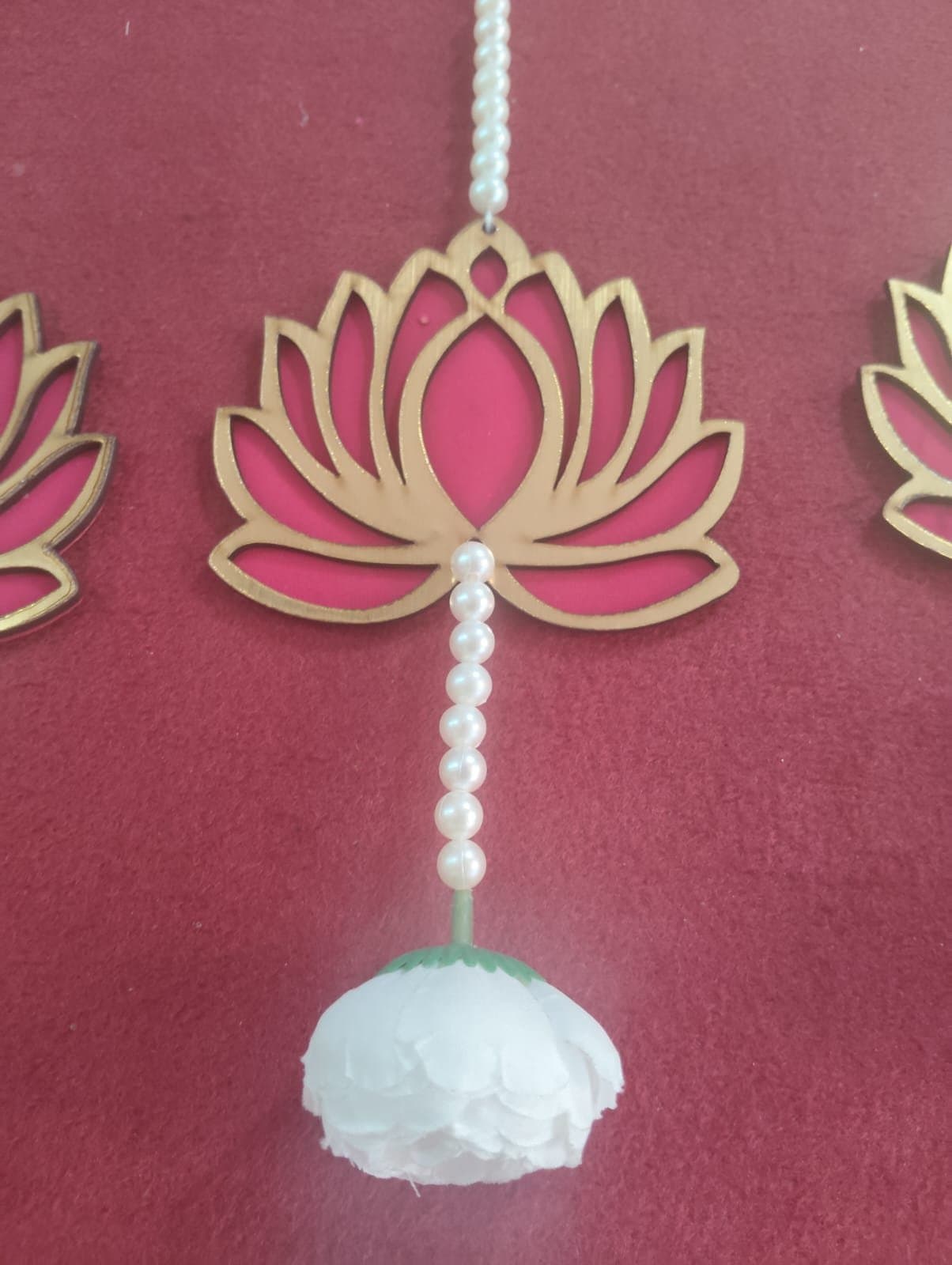 Red Lotus with White Peony Hanging