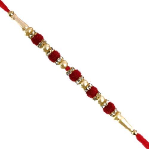Red Velvet Pearls Rakhi