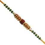 Green Beads Rudraksha Rakhi