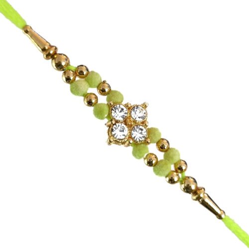 Green velvet stone rakhi