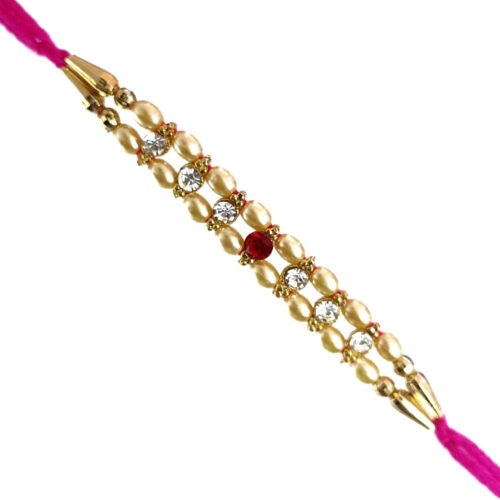 Double layer Stone and pearl rakhi