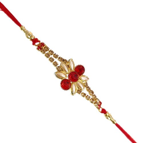 Red zerkin flower rakhi