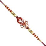 Red Flower kundan rakhi