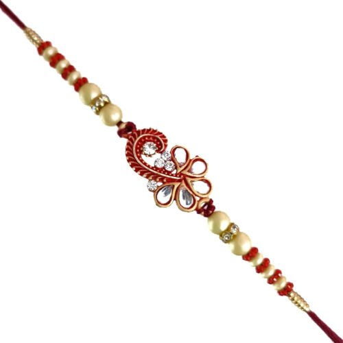 Red Flower kundan rakhi