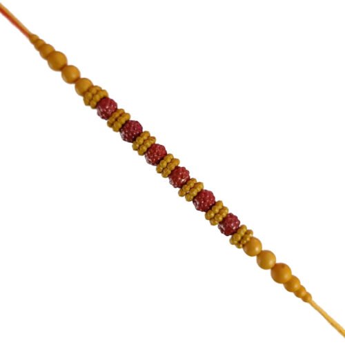 Brown and yellow beads rakhi
