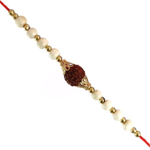 Rudraksh rakhi with White beads