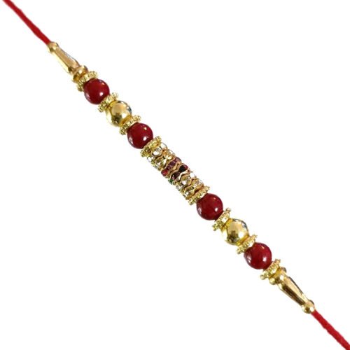 Red and Golden Beads Rakhi
