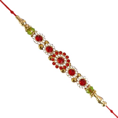 Red and white stone rakhi