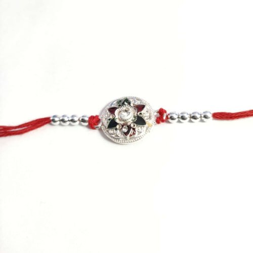 Silver flower rakhi