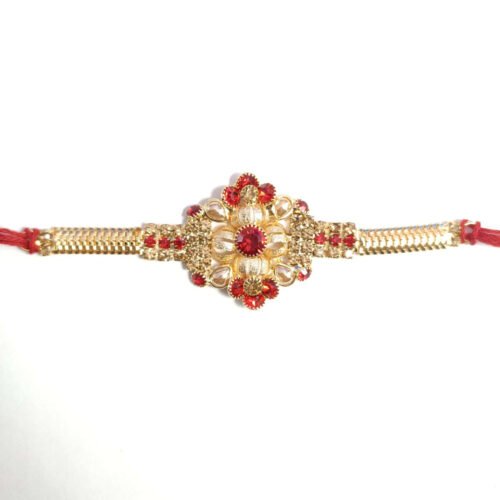 Premium Red and Golden Zerkin rakhi