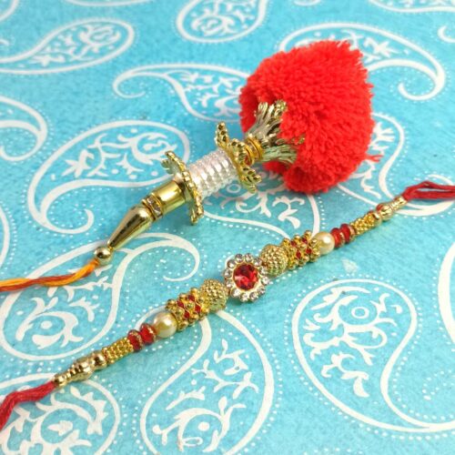 Golden Pompom Bhaiya Bhabhi Rakhi