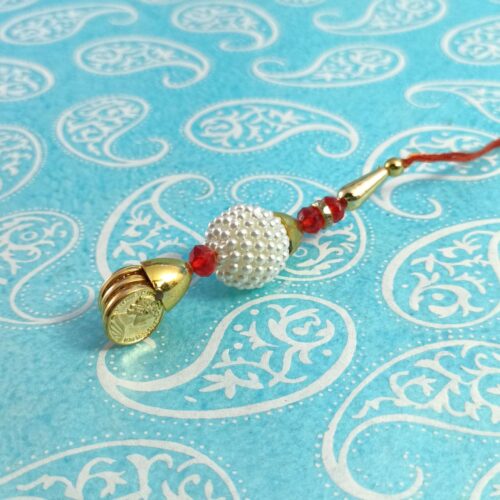 Big White Bead Lumba Rakhi