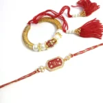 Red and Golden Kundan Bhaiya Bhabhi Rakhi