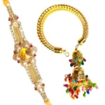 Premium Golden Bhaiya Bhabhi Rakhi